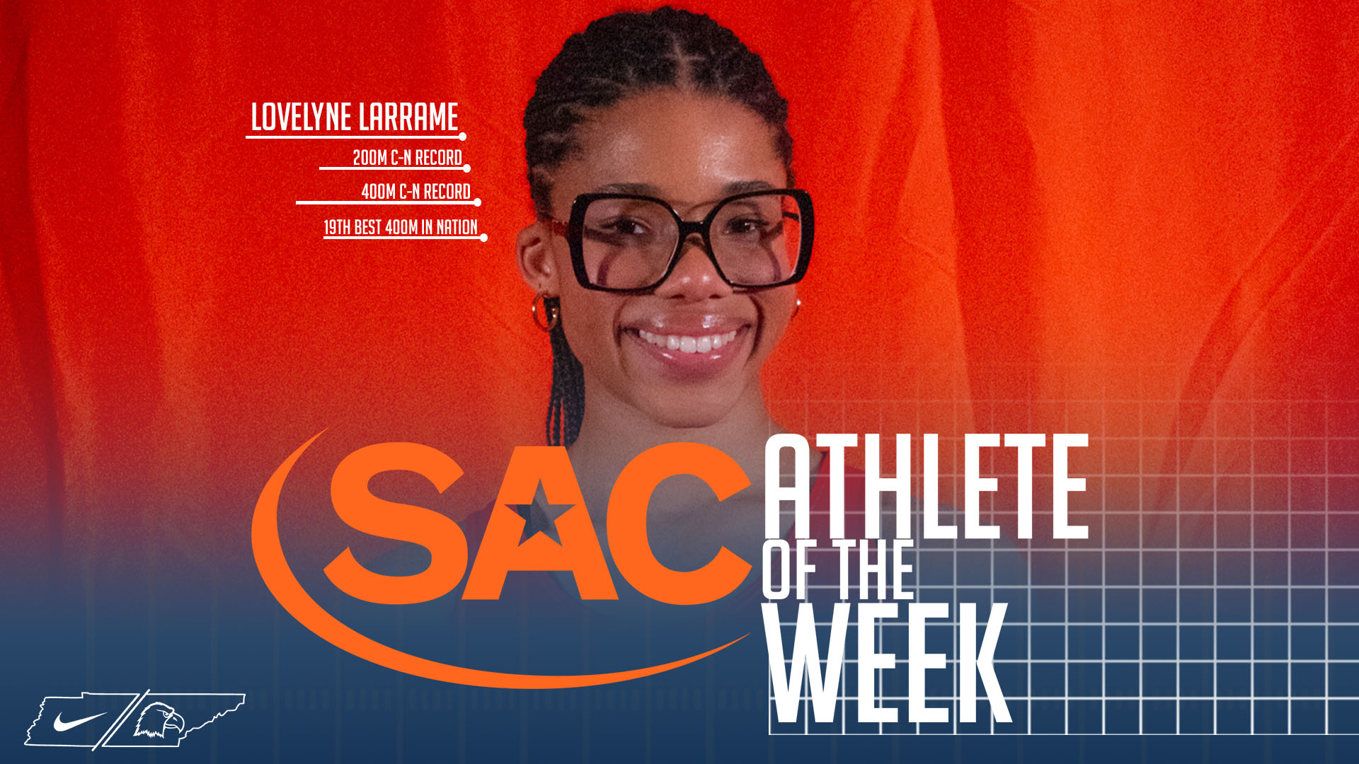 Following record breaking weekend, Larrame earns her first SAC Athlete of the Week award
