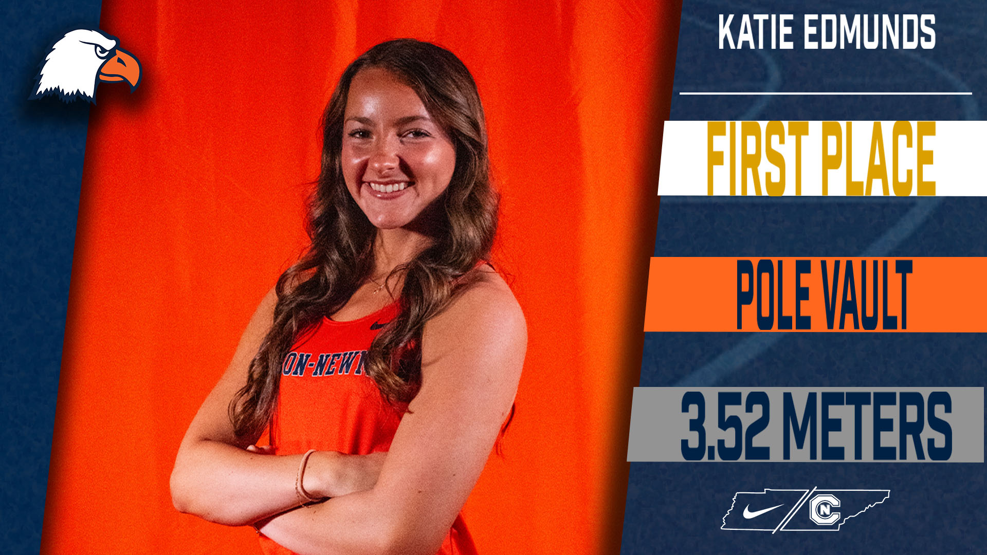 Edmunds takes first place in pole vault on the opening day of the SAC Indoor Track & Field Championships.